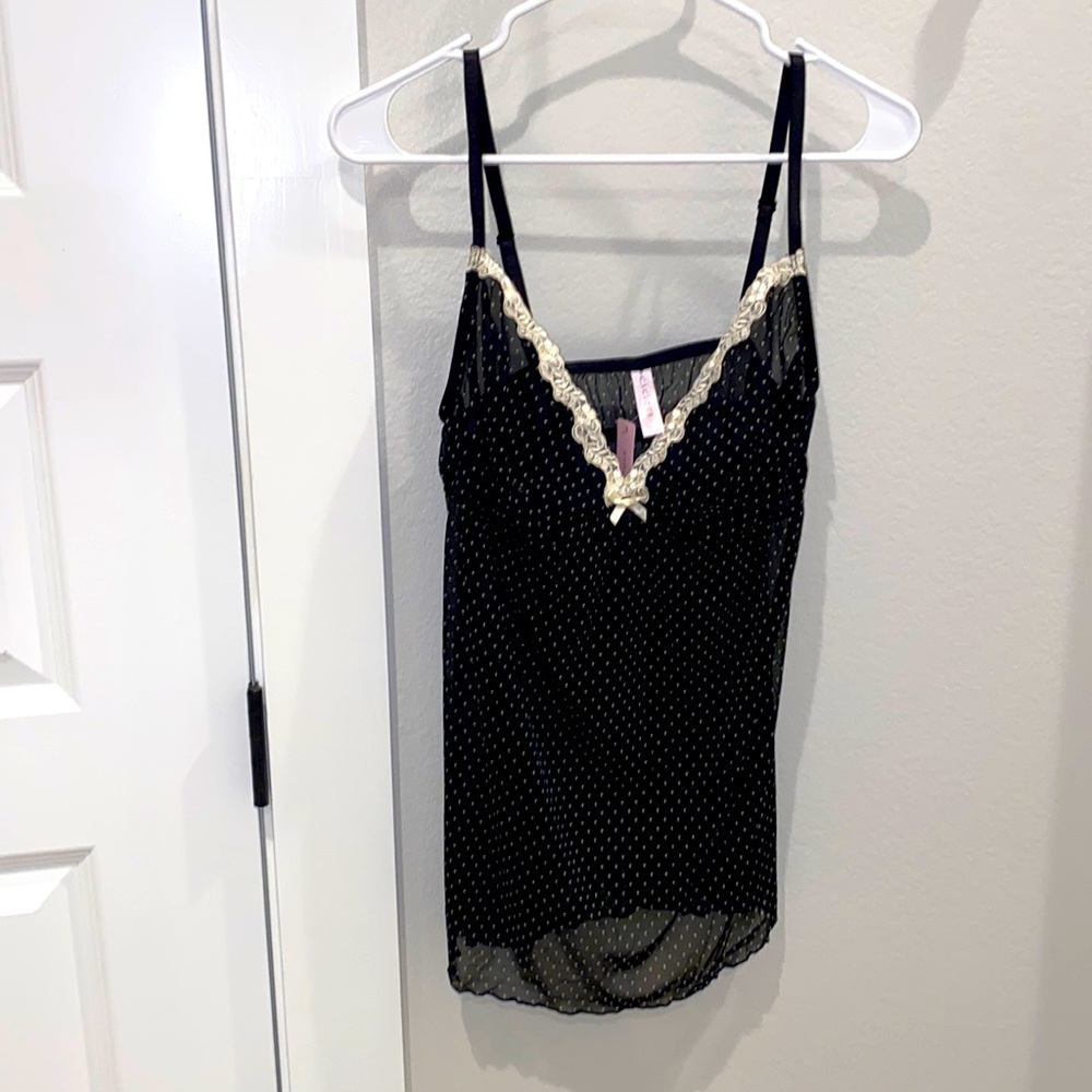 New Cacique Size 14/16 Sheer Polka Dot Sleep Cami Tank Top Plus Size NWT